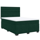 Cumpara ieftin Pat box spring cu saltea, verde inchis, 140x200 cm, catifea