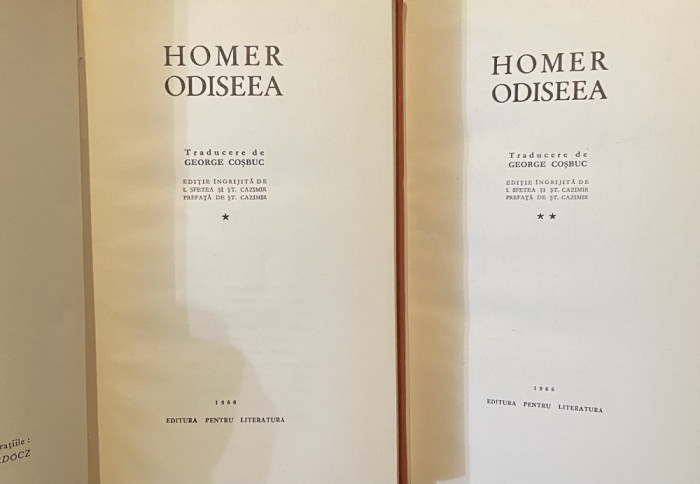 ODISEEA , VOL. I - II de HOMER , 1966