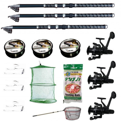 Set 3 lansete eastshark 2,4m ultra carp, trei mulinete LS500, trei gute, trei monturi, minciog, pufuleti si juvelnic foto