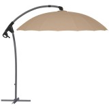 Outsunny Umbrelă Suspendată 2.7m cu Manivelă, 16 Spite Fibră Sticlă, Model Banana cu Bază Cruce | Aosom Romania