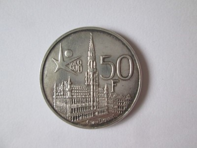 Belgia 50 Francs 1958 argint foto