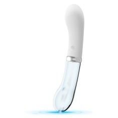 Vibrator Punctul G, 10 Moduri Vibratii, USB, LED, Sticla/Silicon, Alb, 18 cm