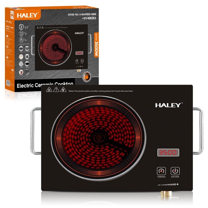 Plita cu Inductie HALEY 3500W, Geam Cristal Negru, Timer, Control Tactil, Oprire Automata