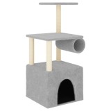 Cumpara ieftin Ansamblu pisici, stalpi din funie sisal, gri deschis, 109,5 cm