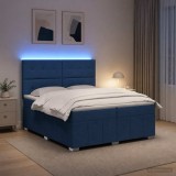 Cumpara ieftin Pat cu arcuri LED si saltea albastru 200 x 200 cm Tesatura