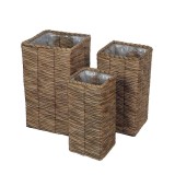 Cumpara ieftin Set 3 ghivece flori fibre naturale maro II 18 x 18 x 40 cm, 23 x 23 x 45 cm, 28 x 28 x 50 cm