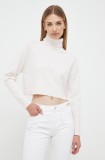 Morgan pulover femei, culoarea bej, light, cu guler