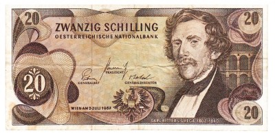 Austria 20 Schilling 1967 Seria 101735 foto