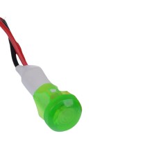 Indicator LED snap de panou din plastic , 10mm, 2 fire 20cm, verde, 12-24V DC, IP67, FL1P-10QW-2-GREEN