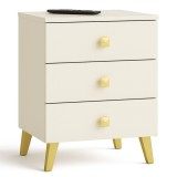 Comoda MOBI K-03 cu 3 sertare, PAL laminat 16 mm, 40x37x58 cm, bej si auriu Household NewTrend