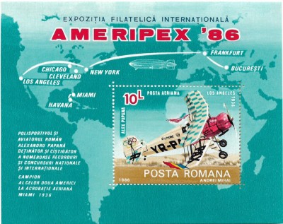 Colita Expozitia Filatelica Internationala &amp;quot;Ameripex &amp;#039;86&amp;quot;, 1986 - NEOBLITERATA foto