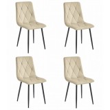 Set 4 scaune bucatarie/living, Artool, Libra, catifea, metal, bej si negru, 44x40x88.5 cm GartenVIP DiyLine