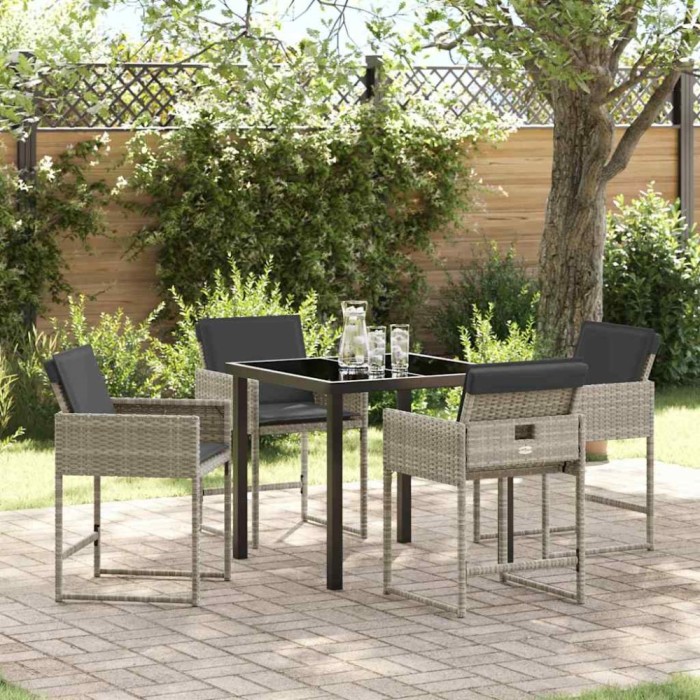 vidaXL Set de masă pentru grădină 5 pcs Gri deschis Rattan poli 3380024