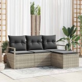 VidaXL Set de canapele pentru grădină 4 pcs Gri deschis Rattan poli