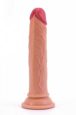 Dildo Realistic Din Silicon Dublu-Stratificat, Natural, 17.7 cm foto