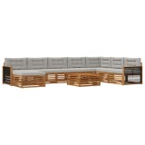 vidaXL Set de canapele de exterior 9 pcs Natural și gri deschis 3383744