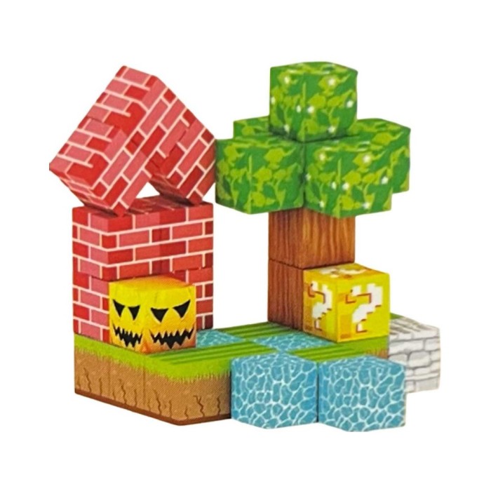 Set 32 cuburi magnetice tip Minecraft, constructii creative pentru copii