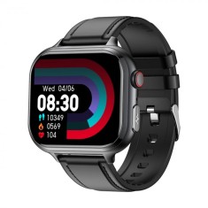 Smartwatch iSEN TK17 Negru, Piele, 1.91 HD, ECG, Ritm Cardiac, Oxigen in Sange, Glicemie, Tensiune Arteriala, Acid Uric, BMI, Monitorizare Somn, Modur
