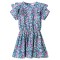 Rochie pentru copii, m&acirc;neci cu volane, albastru cobalt, 116