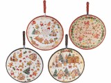 Set 4 suporturi vase fierbinti Craciun ceramica multicolora &Oslash; 19 cm