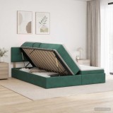 Cumpara ieftin Pat cu LED si saltea Verde inchis 180 x 200 cm Catifea