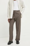 Les Deux pantaloni din l&acirc;nă culoarea maro, drept, LDM510153