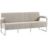 HOMCOM Canapea 3 Locuri Tapițată cu Chenille și Cusături Duble, Canapea Modernă cu Brațe și Picioare din Oțel, pentru Living, Birou și Dormitor, 174x7