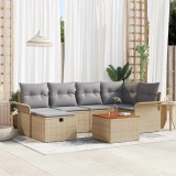 Cumpara ieftin Set de canapele pentru grădină cu pernă 7 pcs Bej Rattan poli