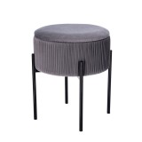 Cumpara ieftin Taburet cu spatiu depozitare, catifea gri, fier negru 36 x 44 cm