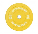 Disc Greutate Cauciuc SPORTMANN - 15 kg / 51 mm, Galben