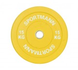 Greutate Cauciuc Bumper Plate SPORTMANN - 15 kg / 51 mm - Galben FitLine Training