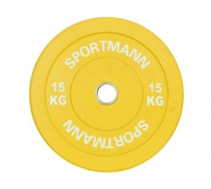 Disc Greutate Cauciuc SPORTMANN - 15 kg / 51 mm, Galben