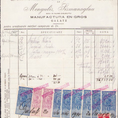 HST A907 Factură 1925 Mengulis Sismanoglou Galați pentru Dimitrie Comșa