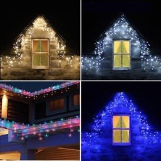 Instalatii 15m 320 LED turturi perdea franjurata LED Craciun alb rece ALB CALD albastru multicolor