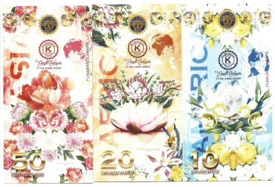 !!! X X RARR : COLUMBIA , CLUB DE LA MONEDA MEDELLIN - FLORA LUMII 10 + 20 + 50 DRAGONES 2020 - UNC / SINGURUL SET DISPONIBIL PE NET foto