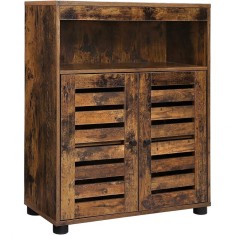 Dulap baie, Artool, pal, 3 rafturi, 2 usi, maro rustic, 60x30x80 cm foto
