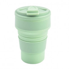 Pahar pliabil din silicon Flippy, pentru calatorii, camping, 350 ml, 8.2x6.3x9.1 cm, verde foto