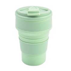 Pahar pliabil din silicon Cyrax, pentru calatorii, camping, 350 ml, 8.2x6.3x9.1 cm, verde