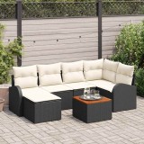 VidaXL Set de canapea pentru grădină 7 pcs Negru, alb Mare
