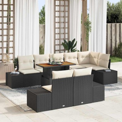 vidaXL Set de masă pentru grădină 9 pcs Negru și Crem 100 x 55 x 73 cm 3349977 foto