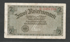 GERMANIA NAZISTA 2 MARCI REICHSMARK 1940 [40] P- 137a , 7 cifre , Litera E foto