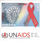 ROMANIA 2011 LP 1904 c 30 ANI DEDICATI LUPTEI HIV/SIDA SERIE CU TABS MNH