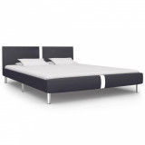Cadru de pat, negru, 140 x 200 cm, piele ecologică, Cires, Dublu, Cu polite semirotunde, vidaXL