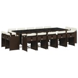 Cumpara ieftin Set mobilier de gradina cu perne, 15 piese, maro, poliratan