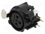 Conector XLR soclu mamă 3 pini 90&deg; cu buton THT 6A NEUTRIK
