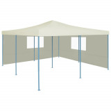 Pavilion pliabil cu 2 pereți laterali, crem, 5 x 5 m