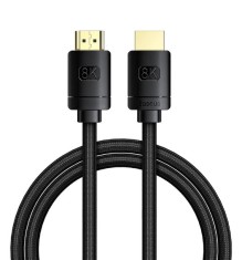 CABLU video Baseus High Definition, HDMI (T) la HDMI (T), versiunea 2.1, rezolutie maxima 8K UHD (7680 x 4320) la 60 Hz, conectori auriti, 2m, negru &amp;quot; foto