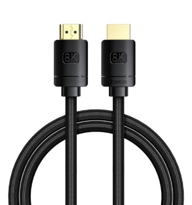 CABLU video Baseus High Definition, HDMI (T) la HDMI (T), versiunea 2.1, rezolutie maxima 8K UHD (7680 x 4320) la 60 Hz, conectori auriti, 2m, negru &amp;quot; foto