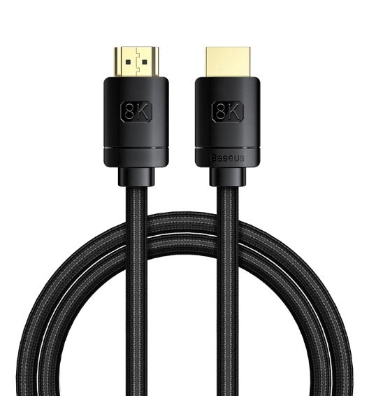 CABLU video Baseus High Definition, HDMI (T) la HDMI (T), versiunea 2.1, rezolutie maxima 8K UHD (7680 x 4320) la 60 Hz, conectori auriti, 2m, negru &quot;