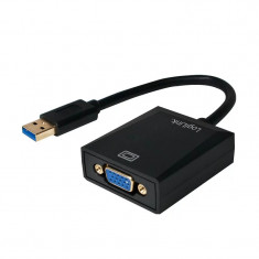 CABLU video LOGILINK adaptor USB 3.0 (T) la VGA (M) 10cm rezolutie maxima Full HD (1920 x 1080) la 60 Hz negru &amp;amp;quot;UA0231&amp;amp;quot; foto